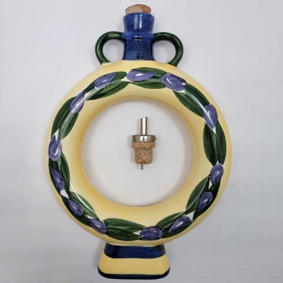 Vintage Shonfeld's Ceramic Italian Motif Hand Painted Donut Oil Decanter - Picture 1 of 7